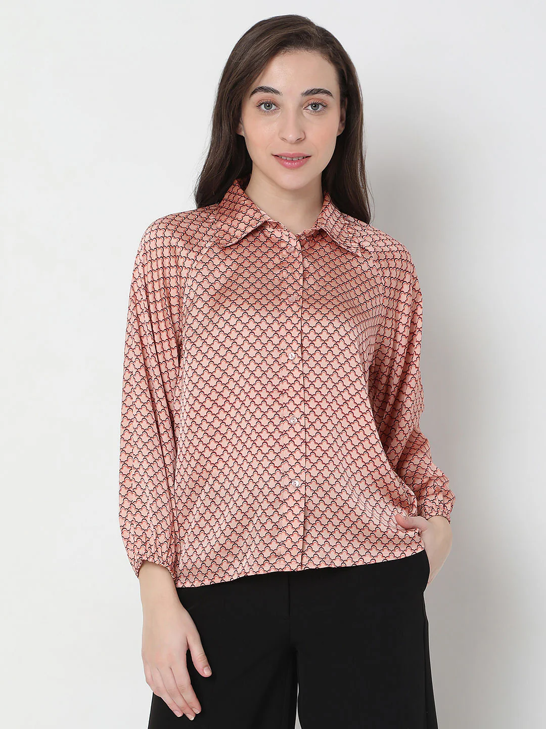 Peach Abstract Print Shirt - Image 2