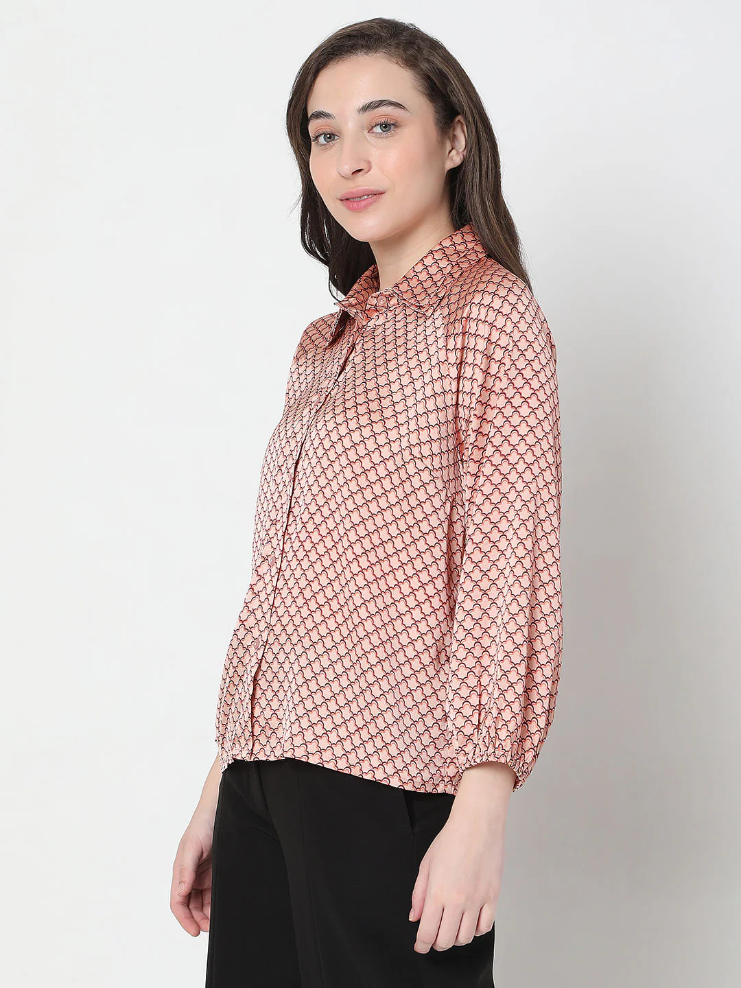 Peach Abstract Print Shirt - Image 3