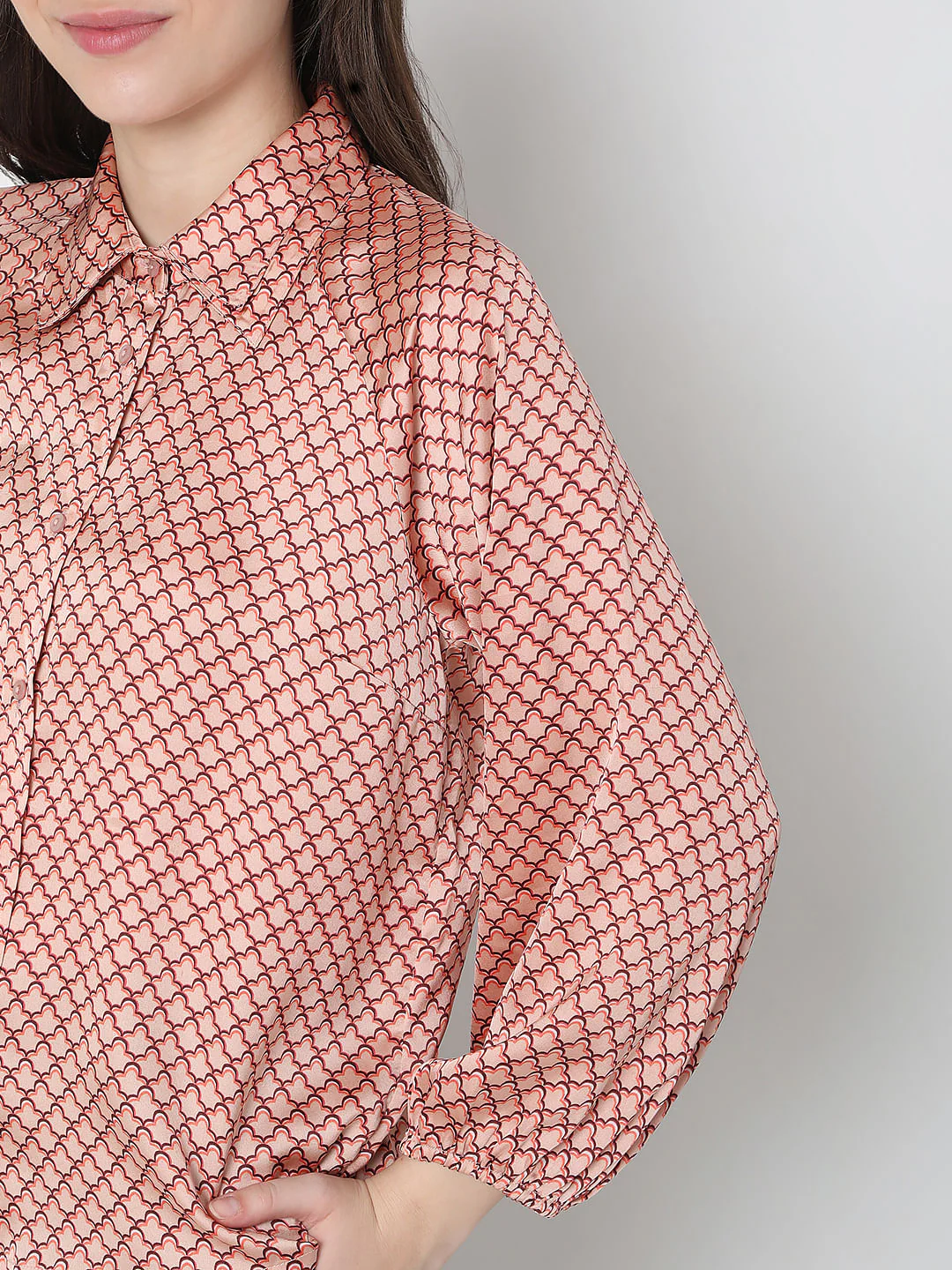 Peach Abstract Print Shirt - Image 6