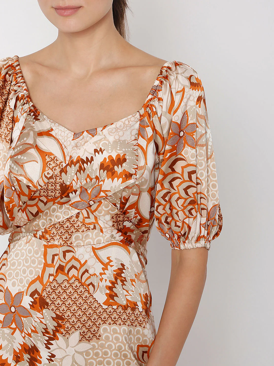 Brown Printed Midi Dress - Image 5