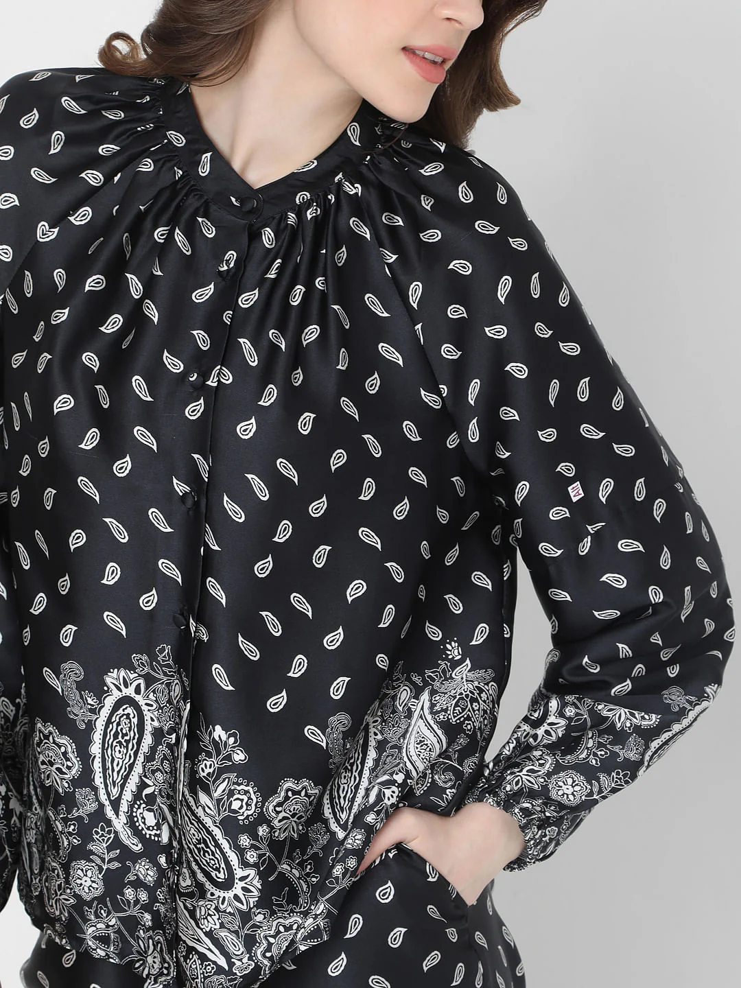 Black Paisley Print Co-Ord Top - Image 6