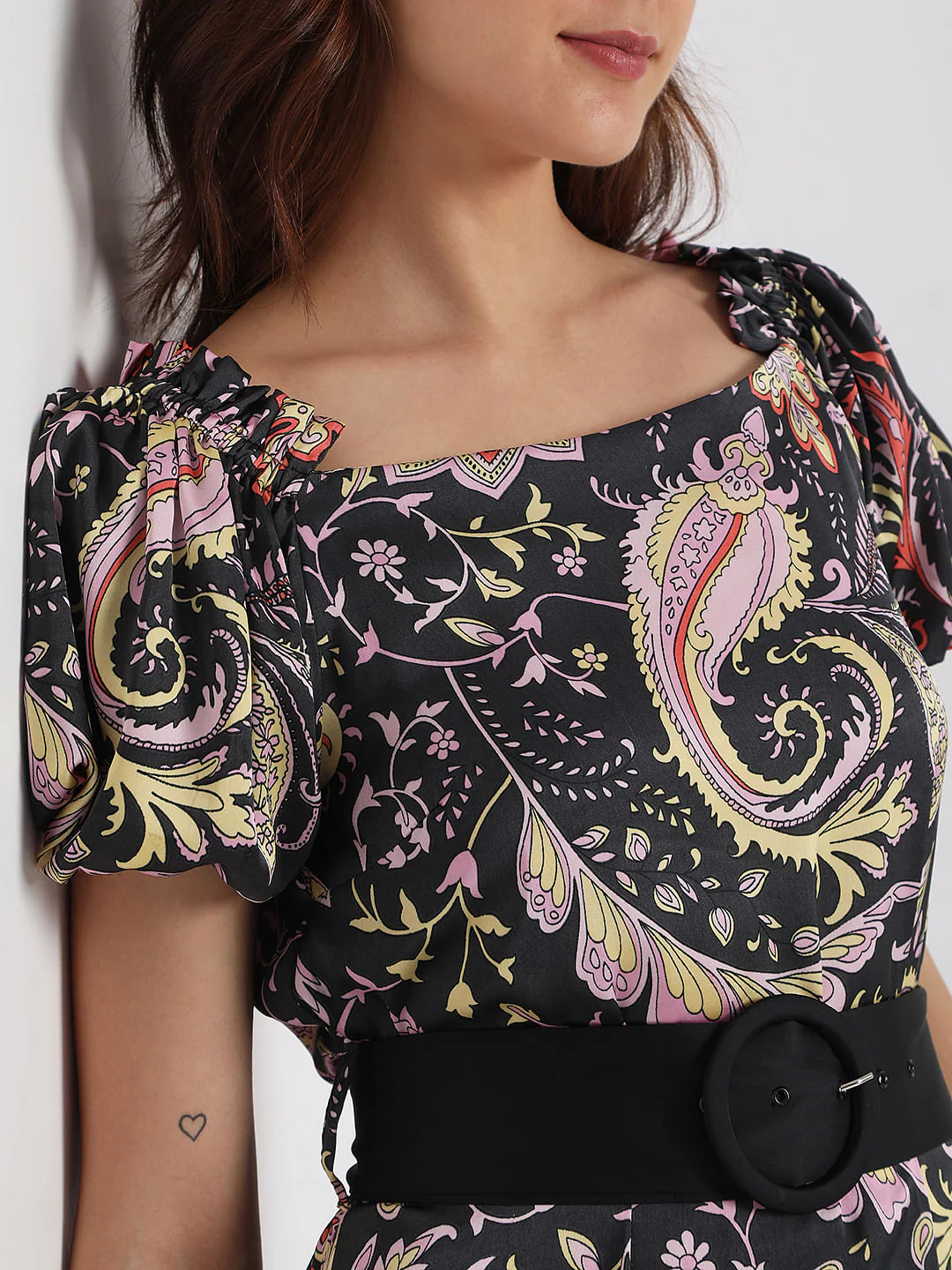Black Paisley Print Midi Dress - Image 5