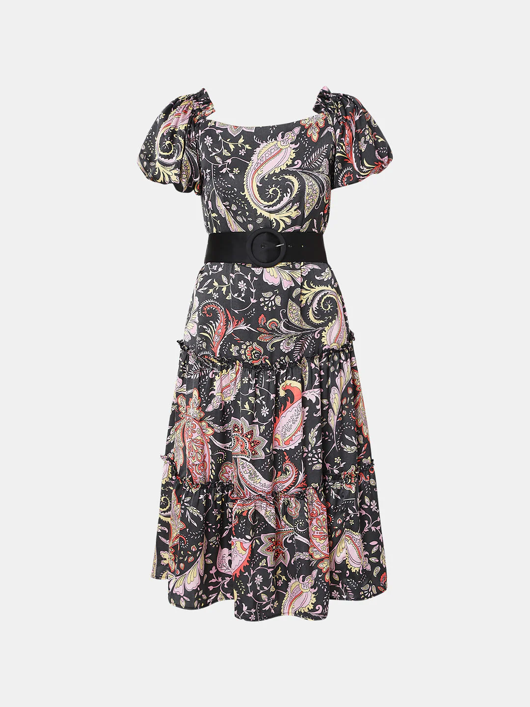 Black Paisley Print Midi Dress - Image 6