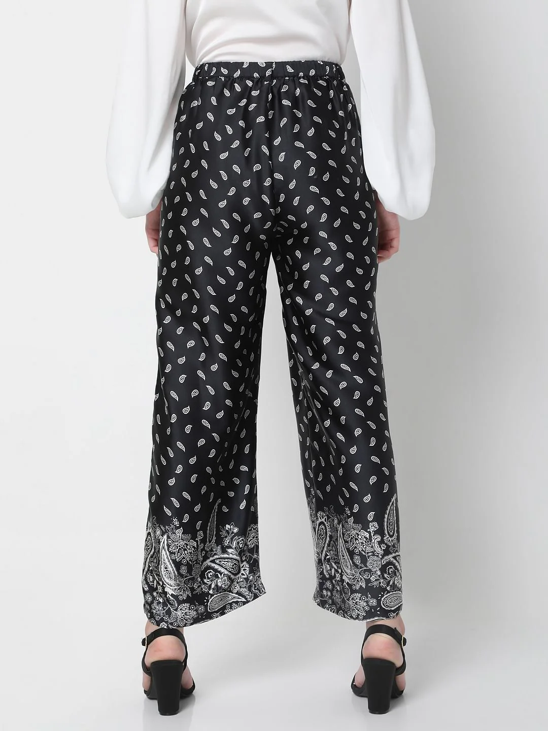 Black High Rise Paisley Co-Ord Culottes - Image 4
