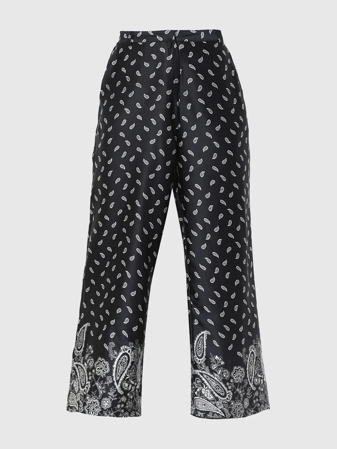 Black High Rise Paisley Co-Ord Culottes - Image 7