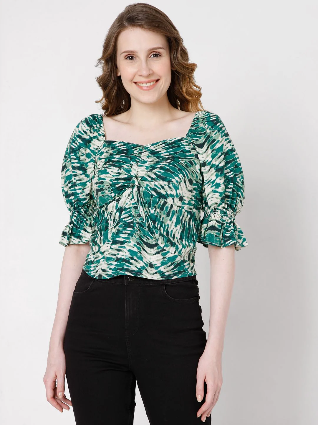 Green Printed Co-Ord Set Top - Image 2