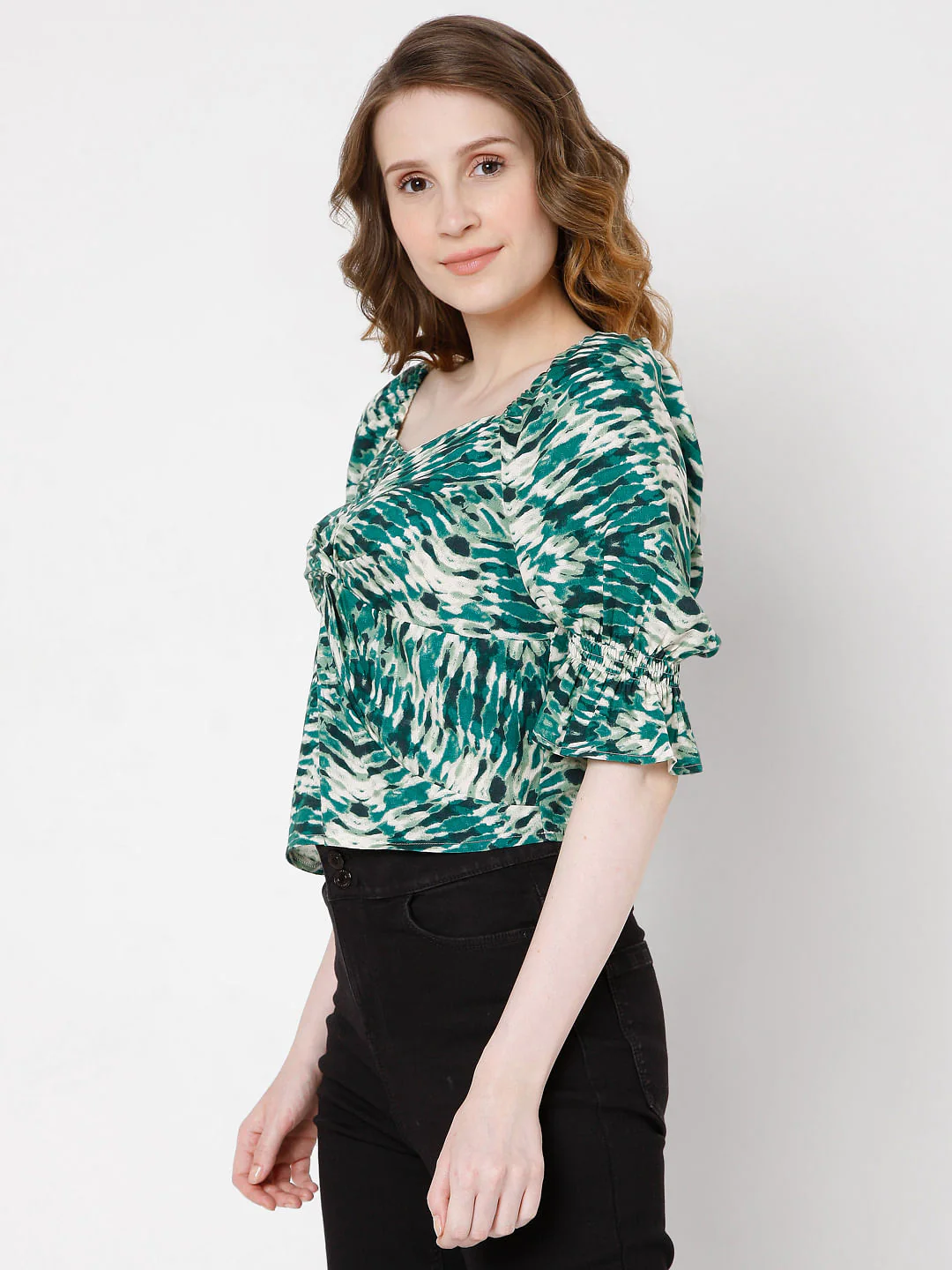Green Printed Co-Ord Set Top - Image 3