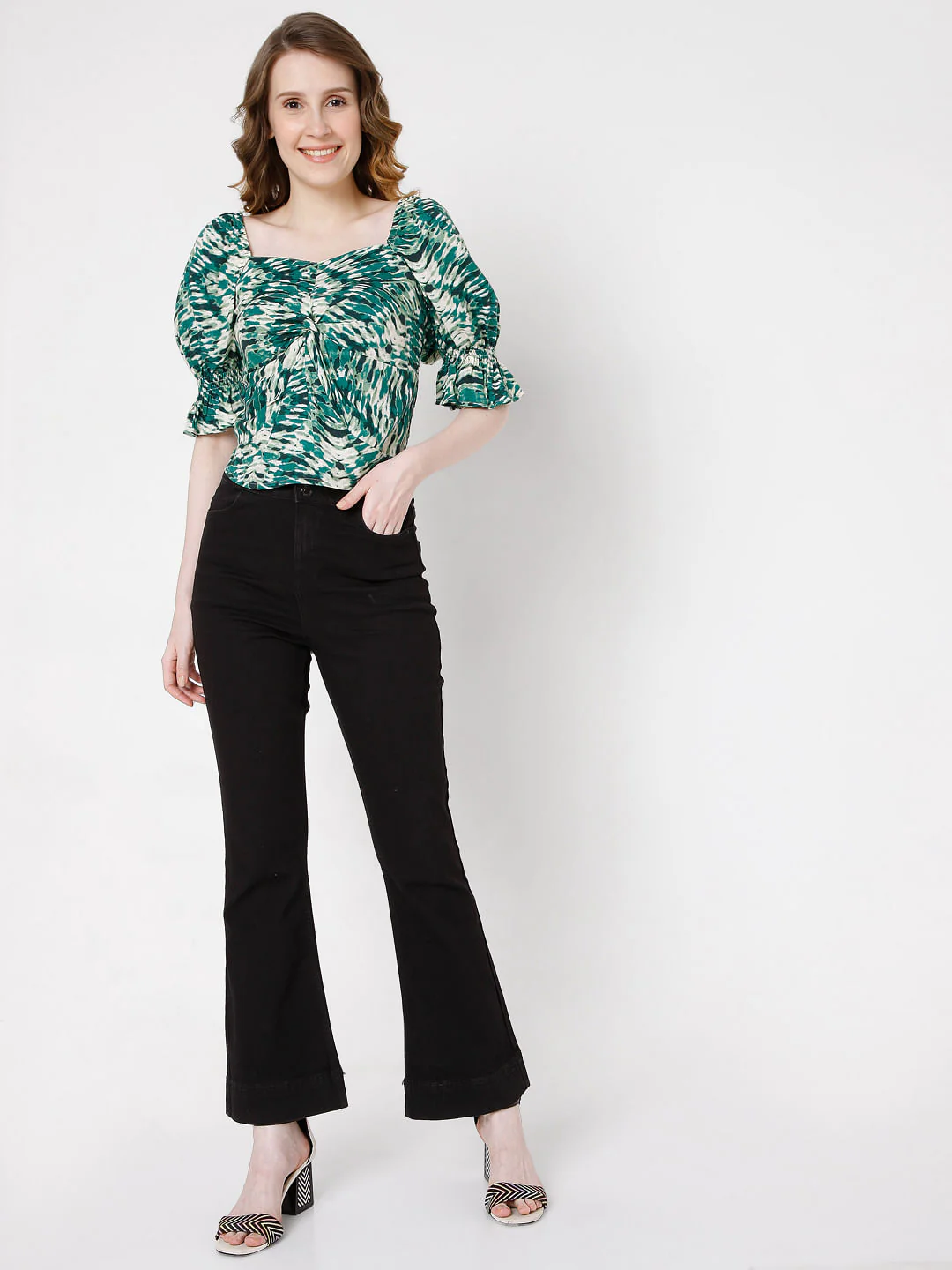 Green Printed Co-Ord Set Top - Image 5