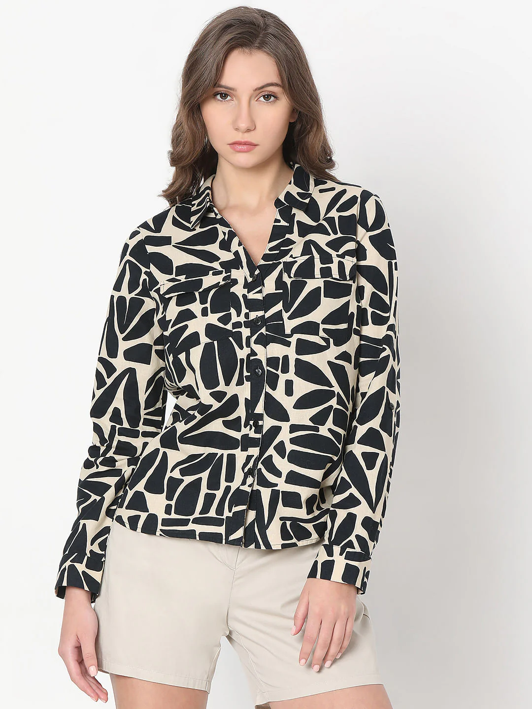 Beige All Over Print Shirt - Image 2