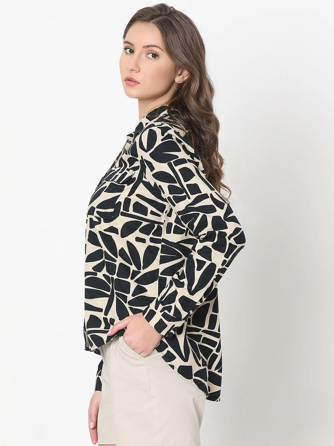 Beige All Over Print Shirt - Image 3
