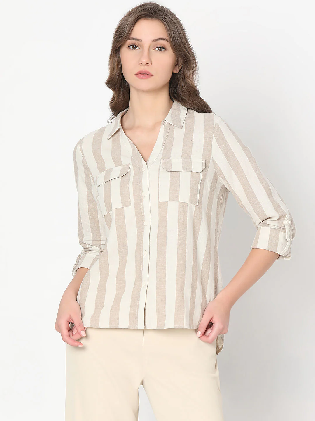 Beige Striped Shirt - Image 2