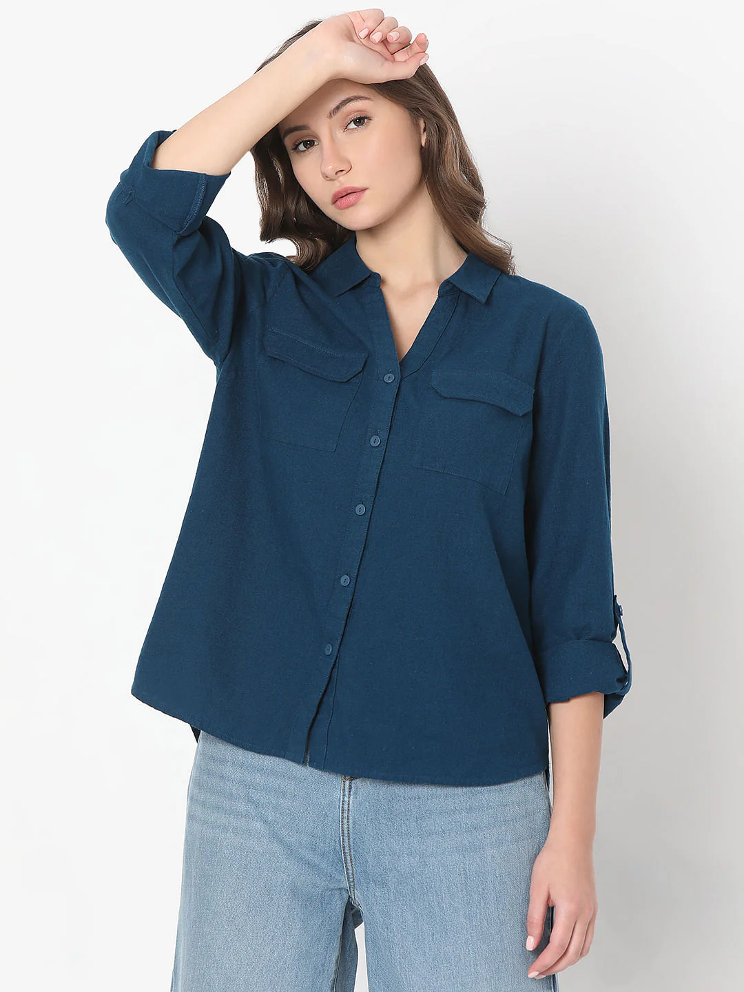 Dark Blue Linen Shirt - Image 2
