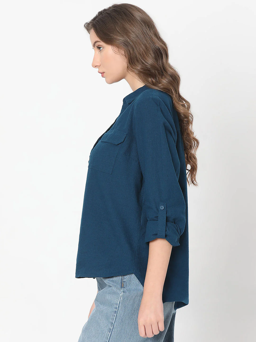 Dark Blue Linen Shirt - Image 3