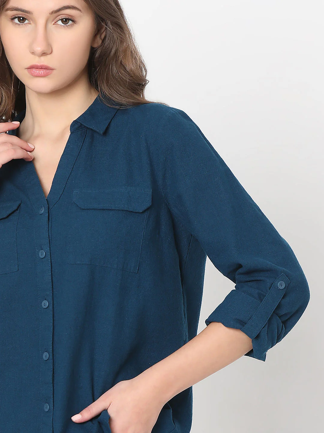 Dark Blue Linen Shirt - Image 6