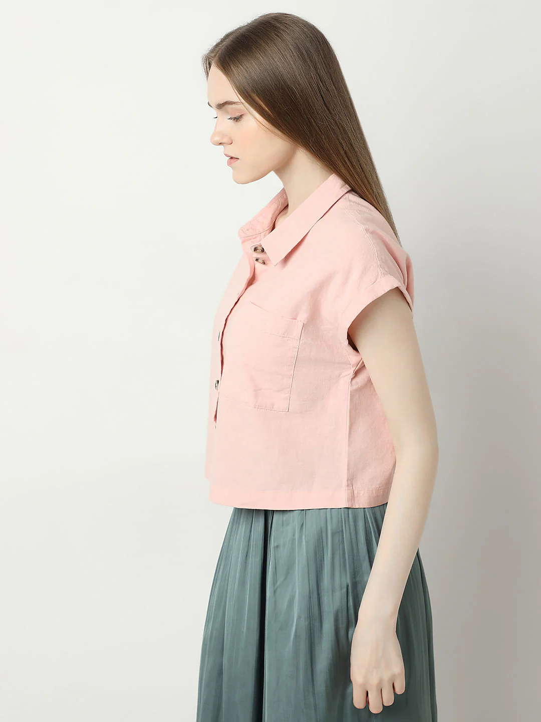 Light Pink Cropped Shirt - Image 3