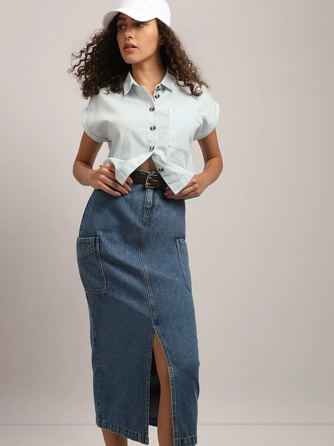 Light Blue Cropped Shirt