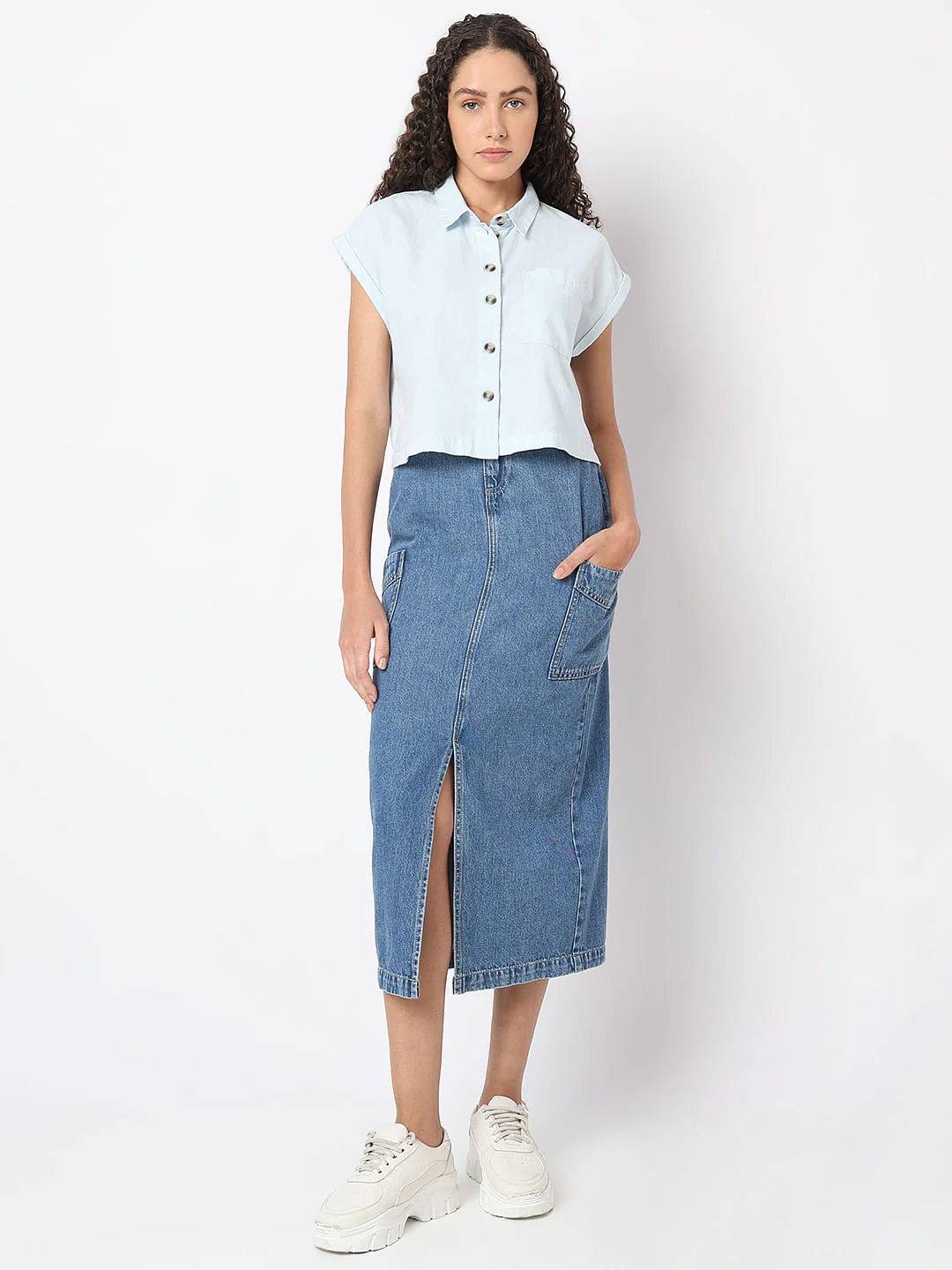 Light Blue Cropped Shirt - Image 5
