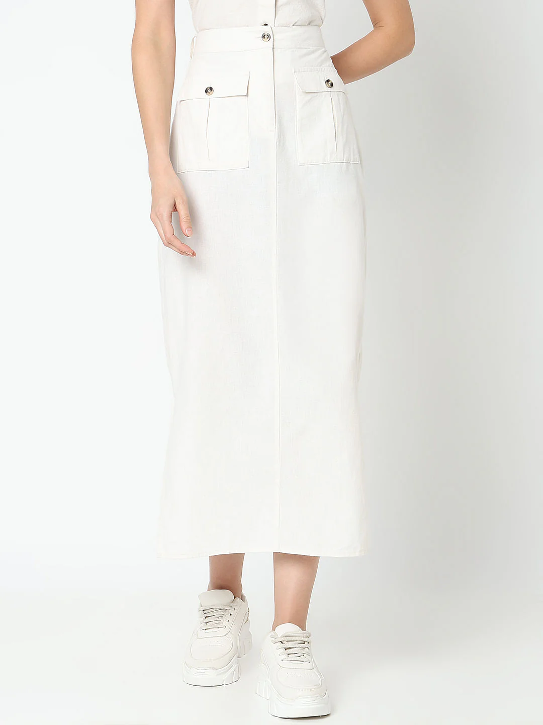 White High Rise Co-Ord Set Skirt - Image 2