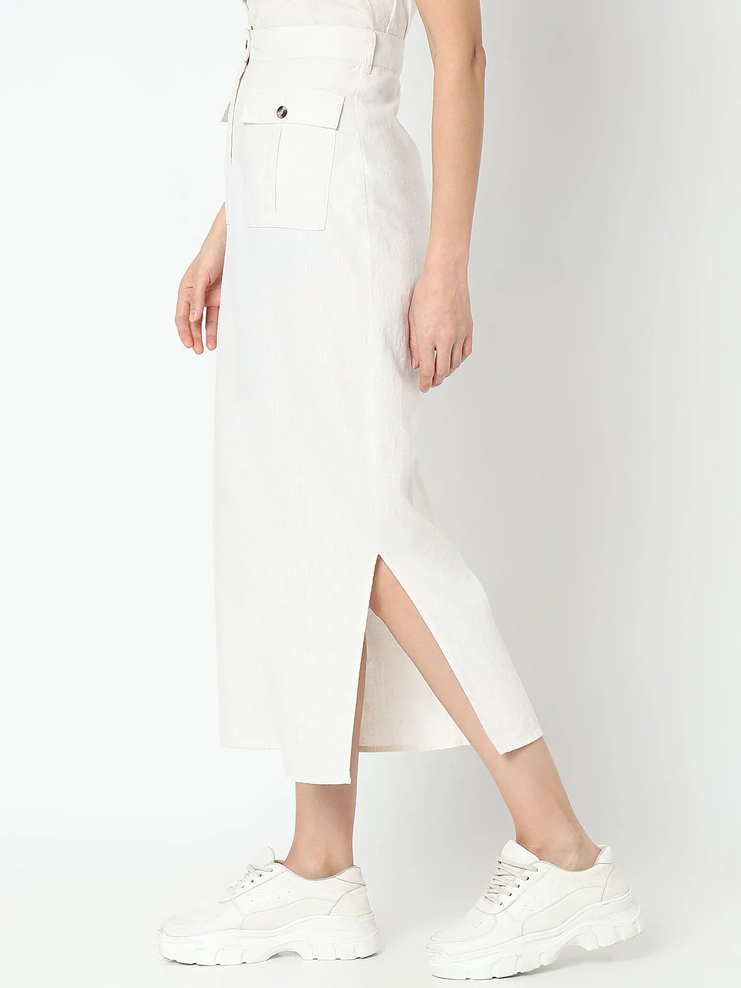 White High Rise Co-Ord Set Skirt - Image 3