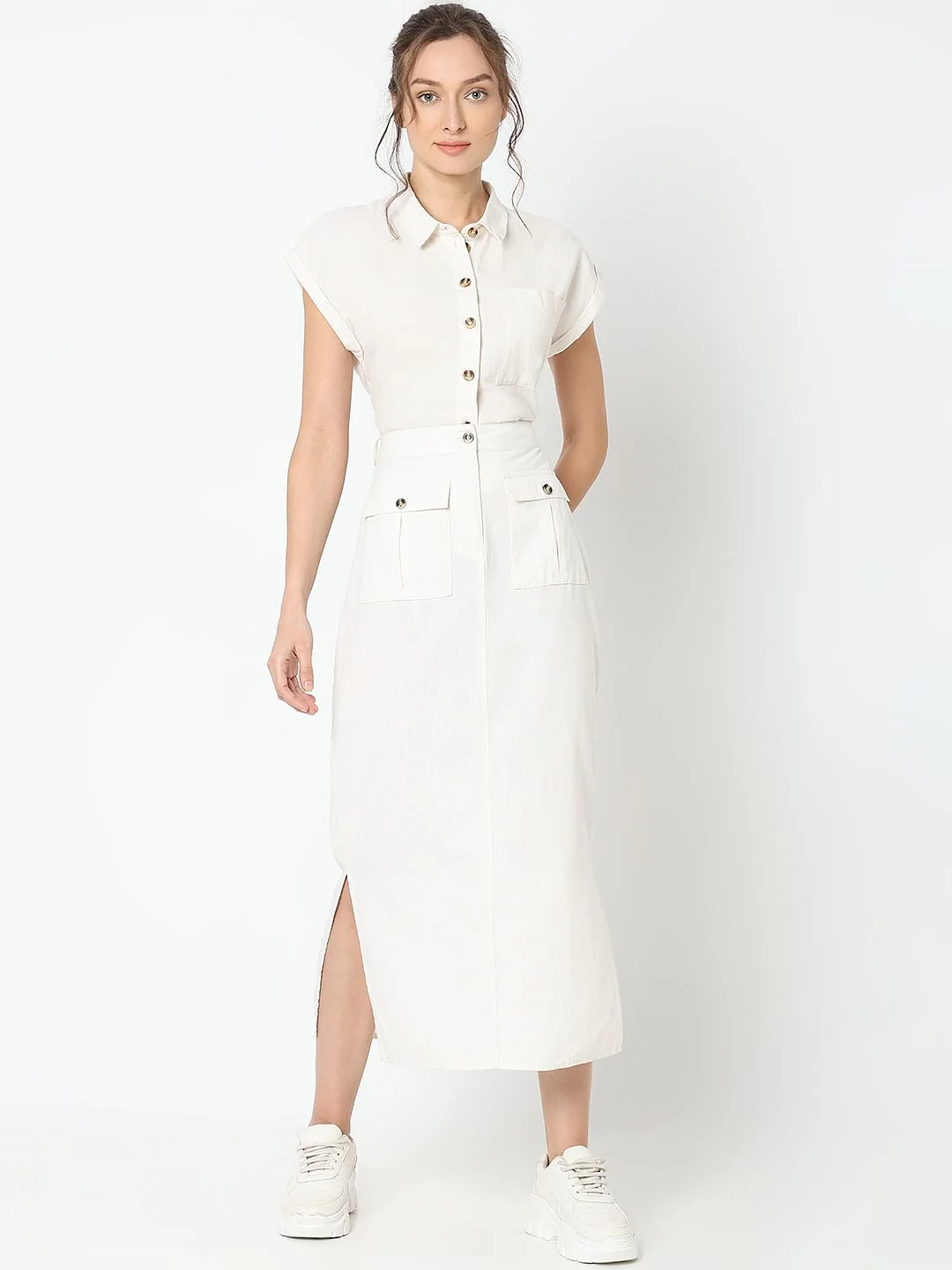 White High Rise Co-Ord Set Skirt - Image 5