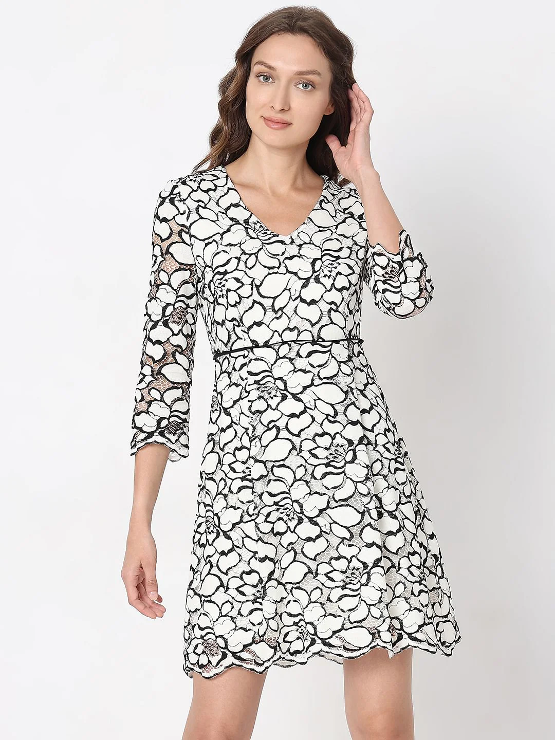 White Lace Embroidered Dress - Image 2
