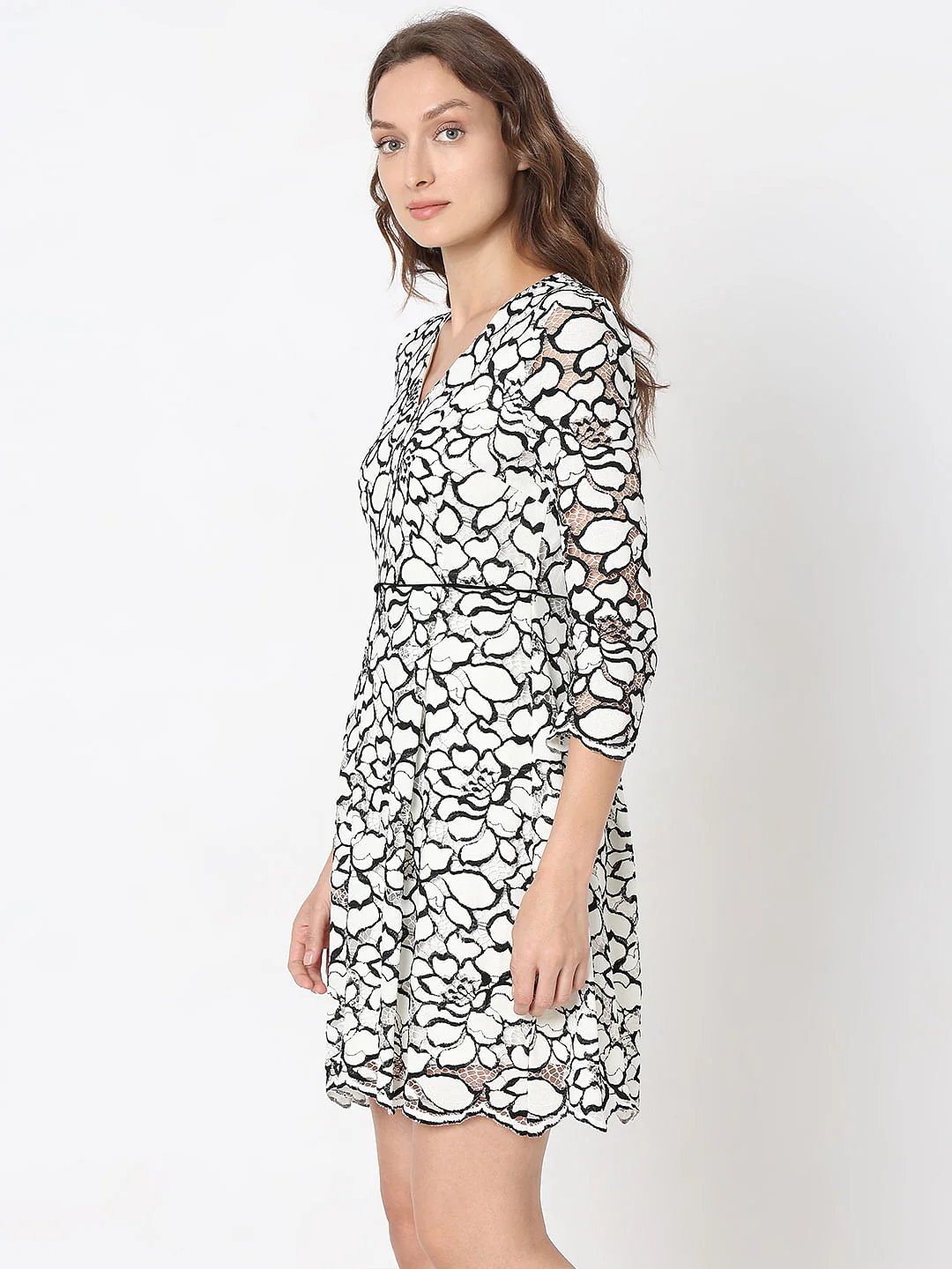White Lace Embroidered Dress - Image 3