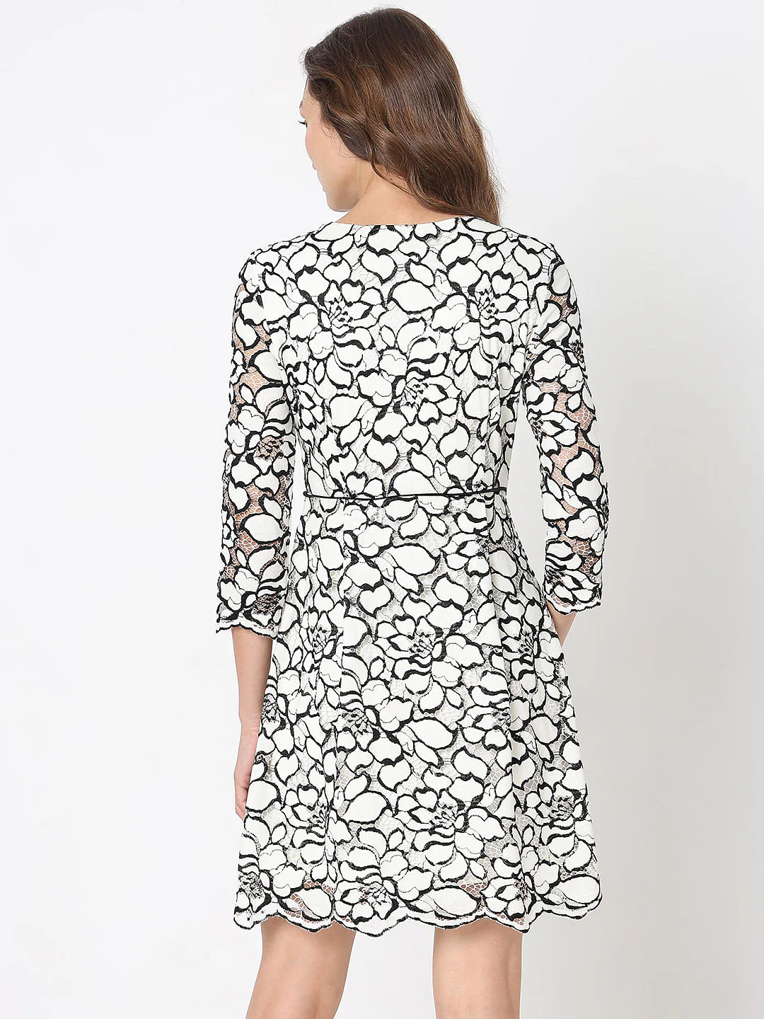 White Lace Embroidered Dress - Image 4