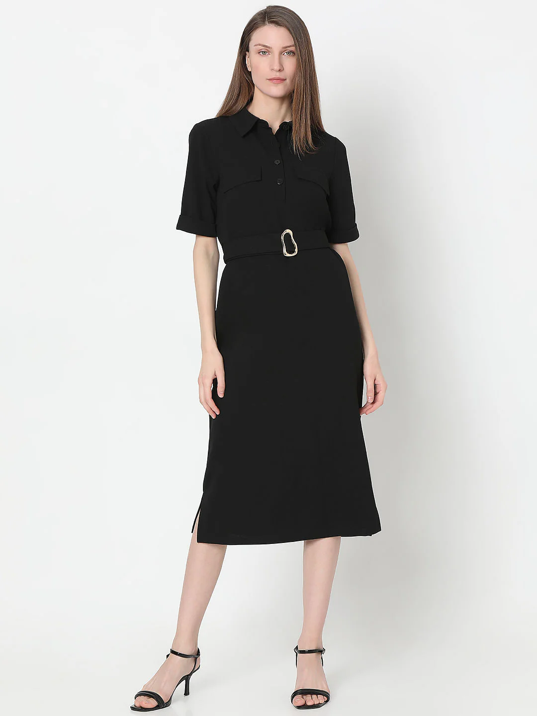Black Shirt Dress - Image 2
