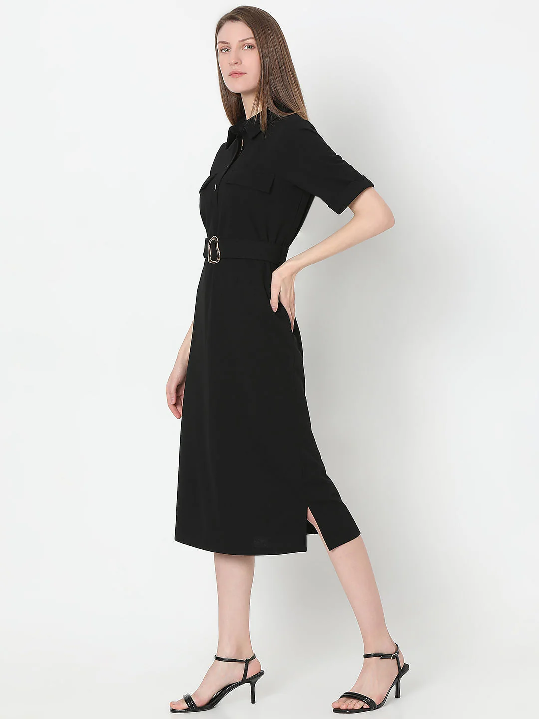 Black Shirt Dress - Image 3