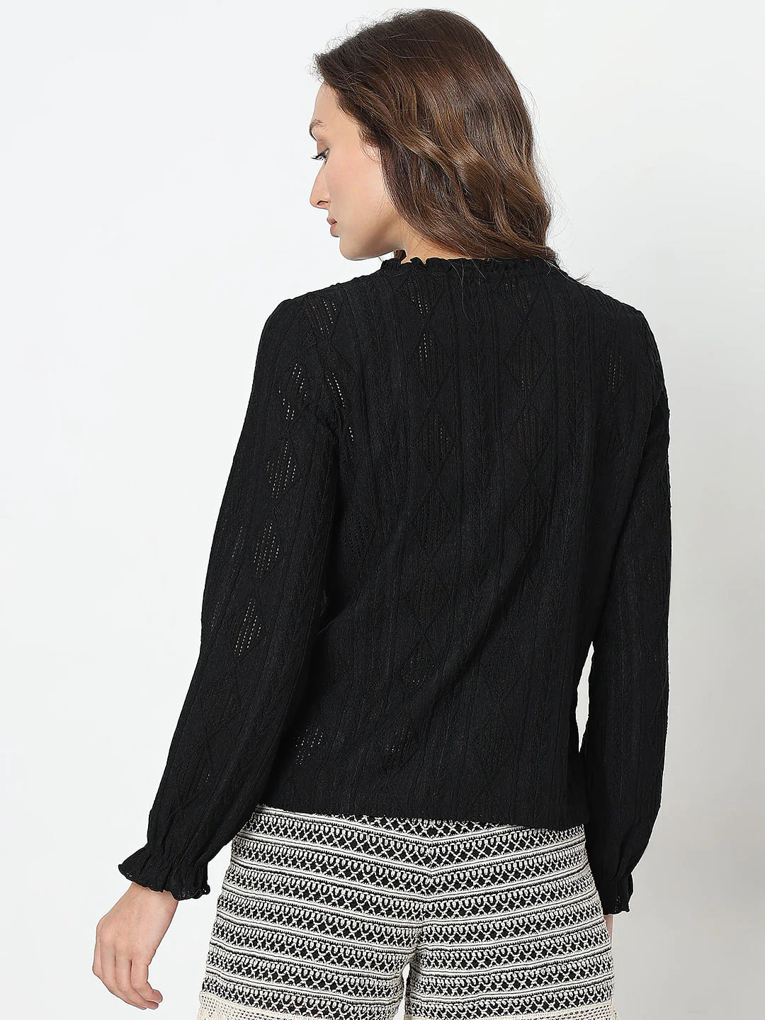 Black Frill Collar Knit Top - Image 4