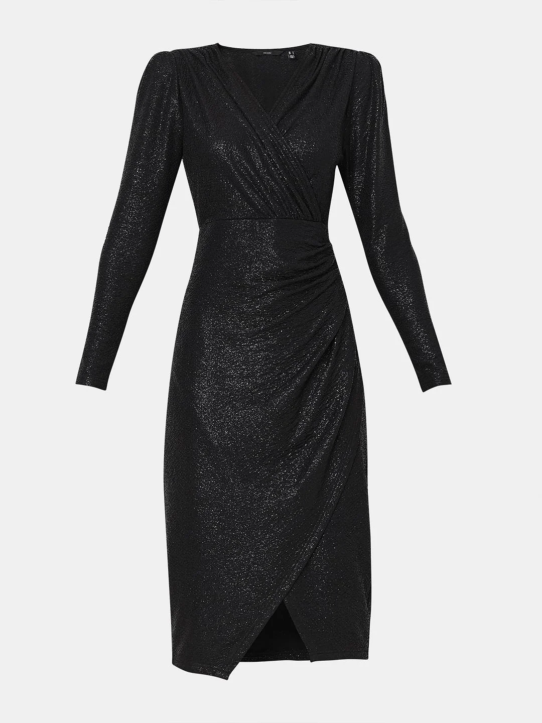 Black Shimmer Lurex Wrap Dress - Image 6