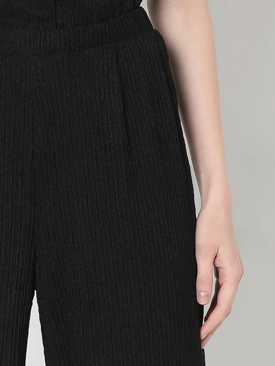 Black Knitted Textured Co-Ord Set Pants - Image 6