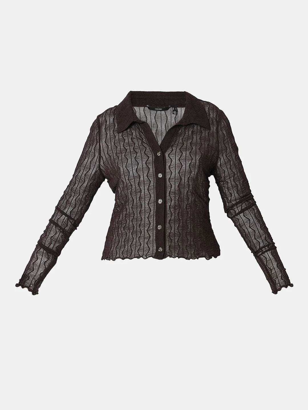 Dark Brown Sheer Knit Shirt - Image 7