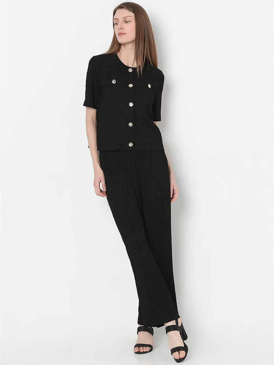 Black Knitted Textured Co-Ord Set Top - Image 5