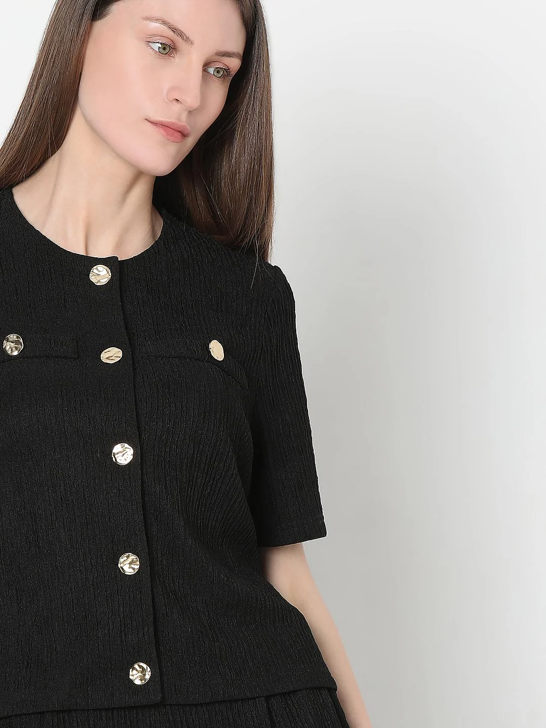 Black Knitted Textured Co-Ord Set Top - Image 6