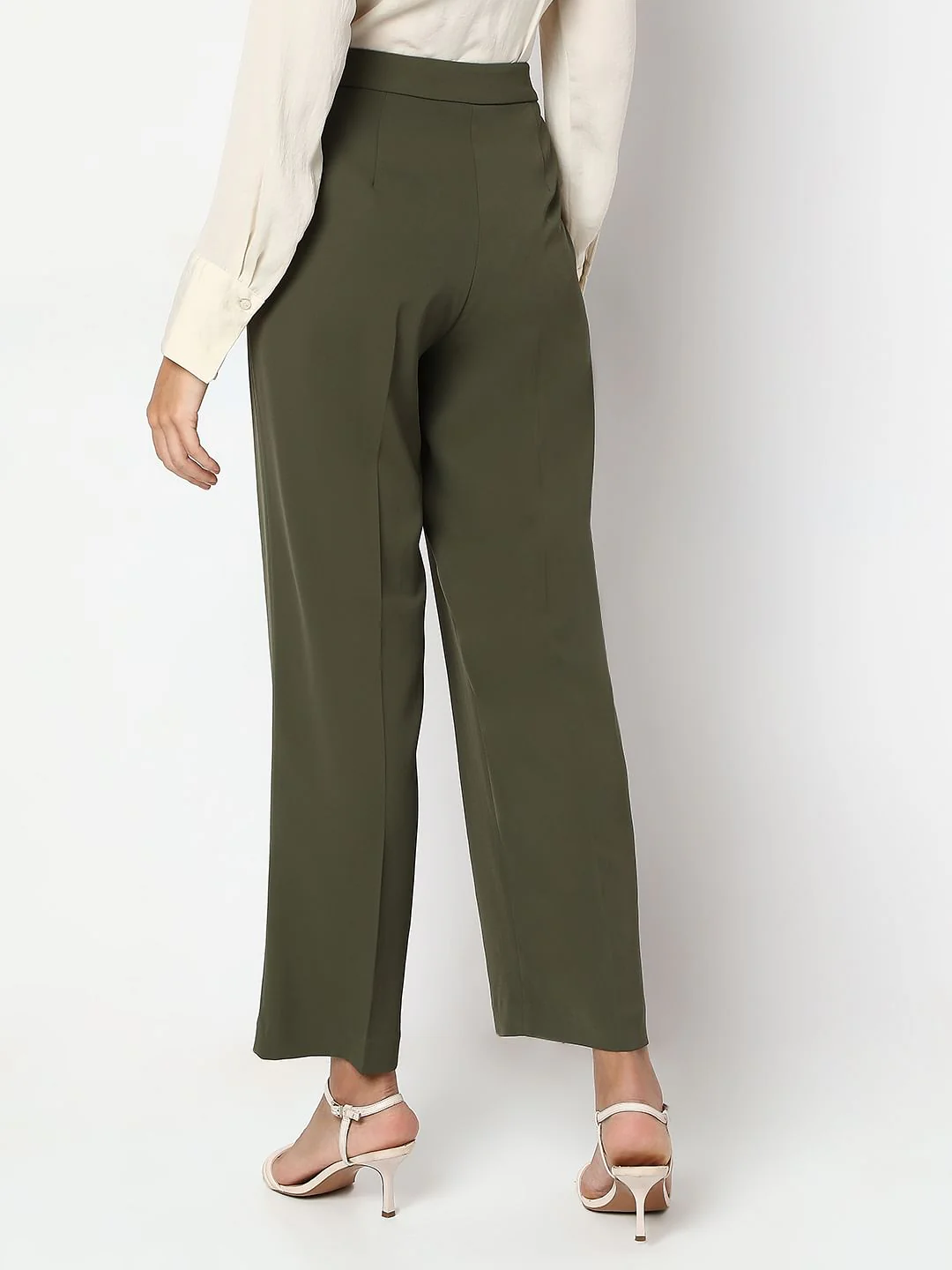 Olive Green Straight Fit Pants - Image 4