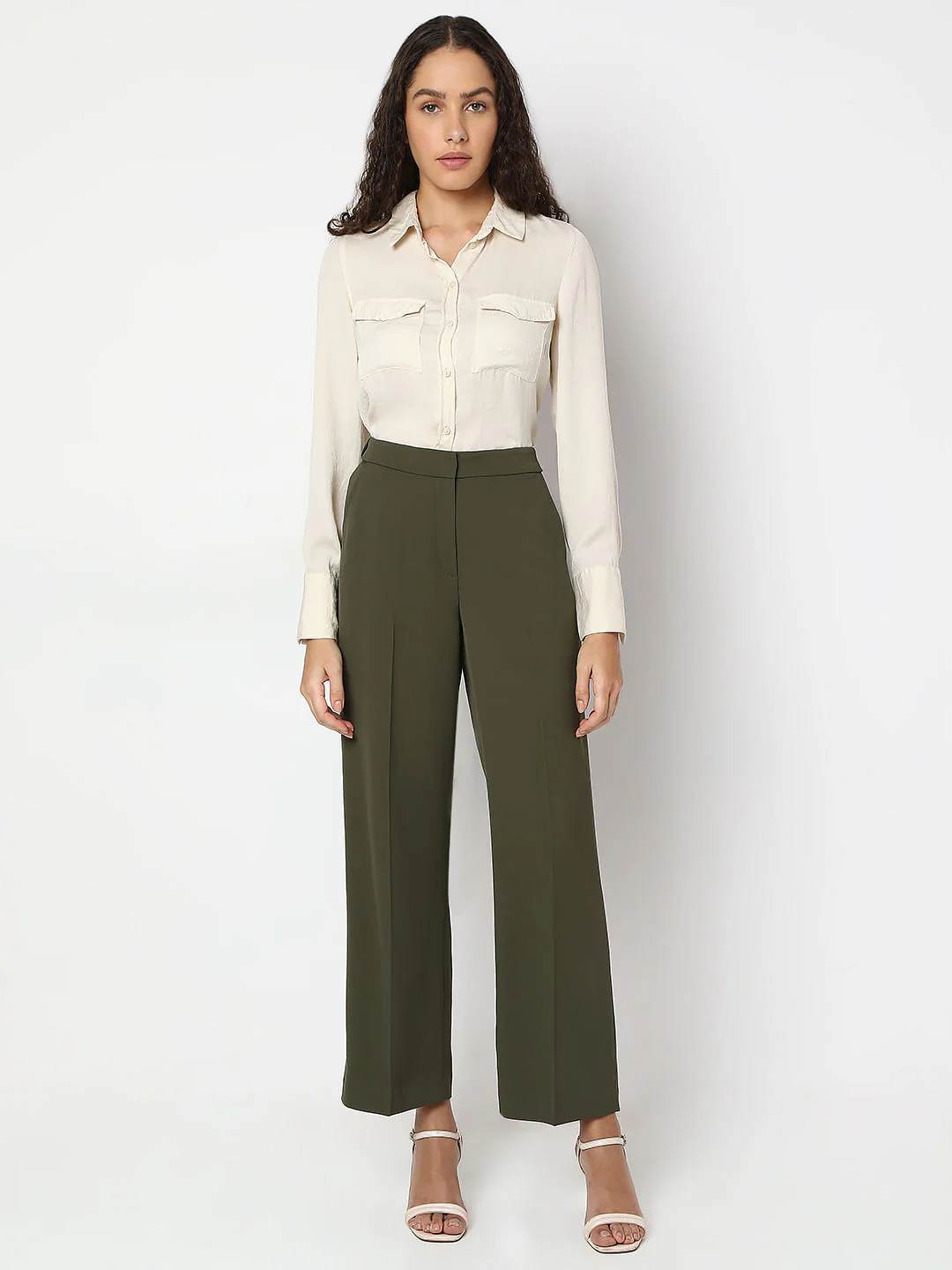 Olive Green Straight Fit Pants - Image 5