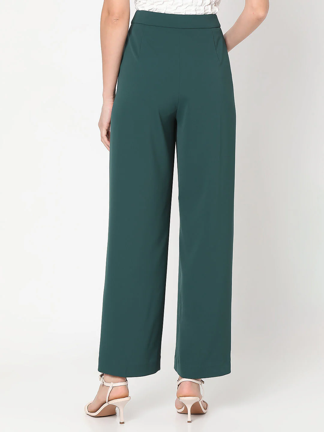 Teal High Rise Straight Fit Pants - Image 4