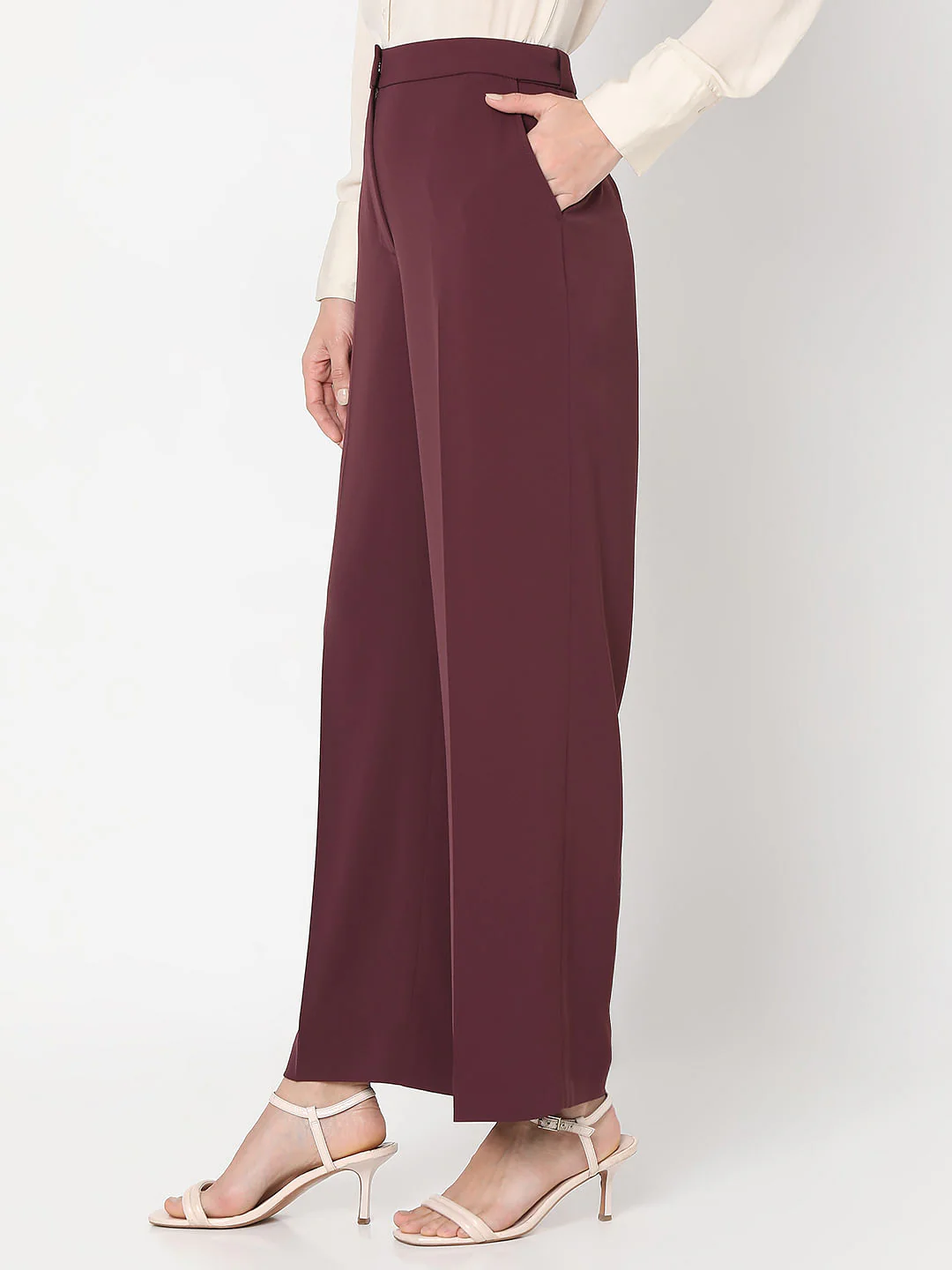 Maroon High Rise Pants - Image 3