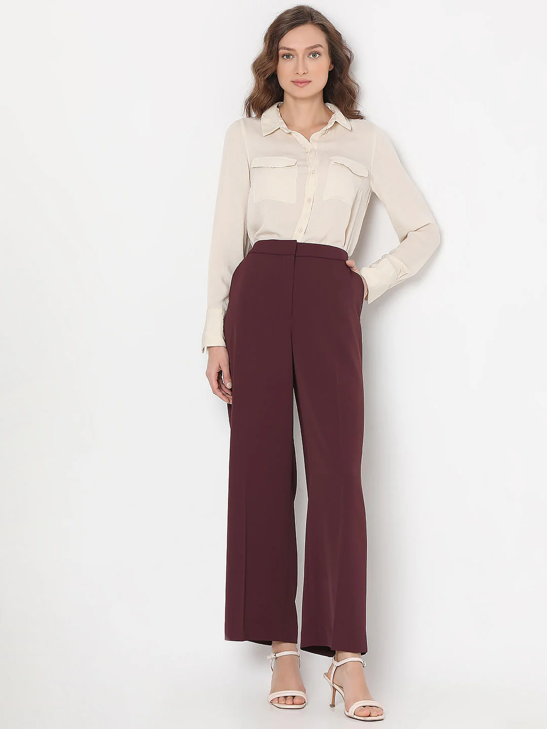 Maroon High Rise Pants - Image 5