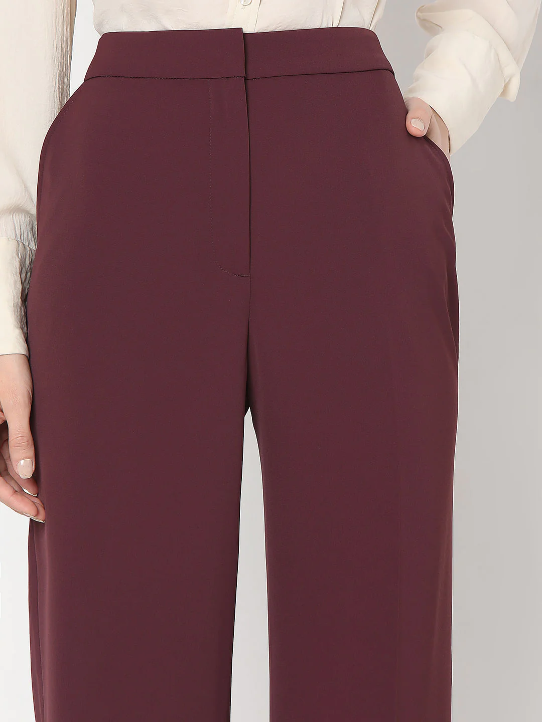 Maroon High Rise Pants - Image 6
