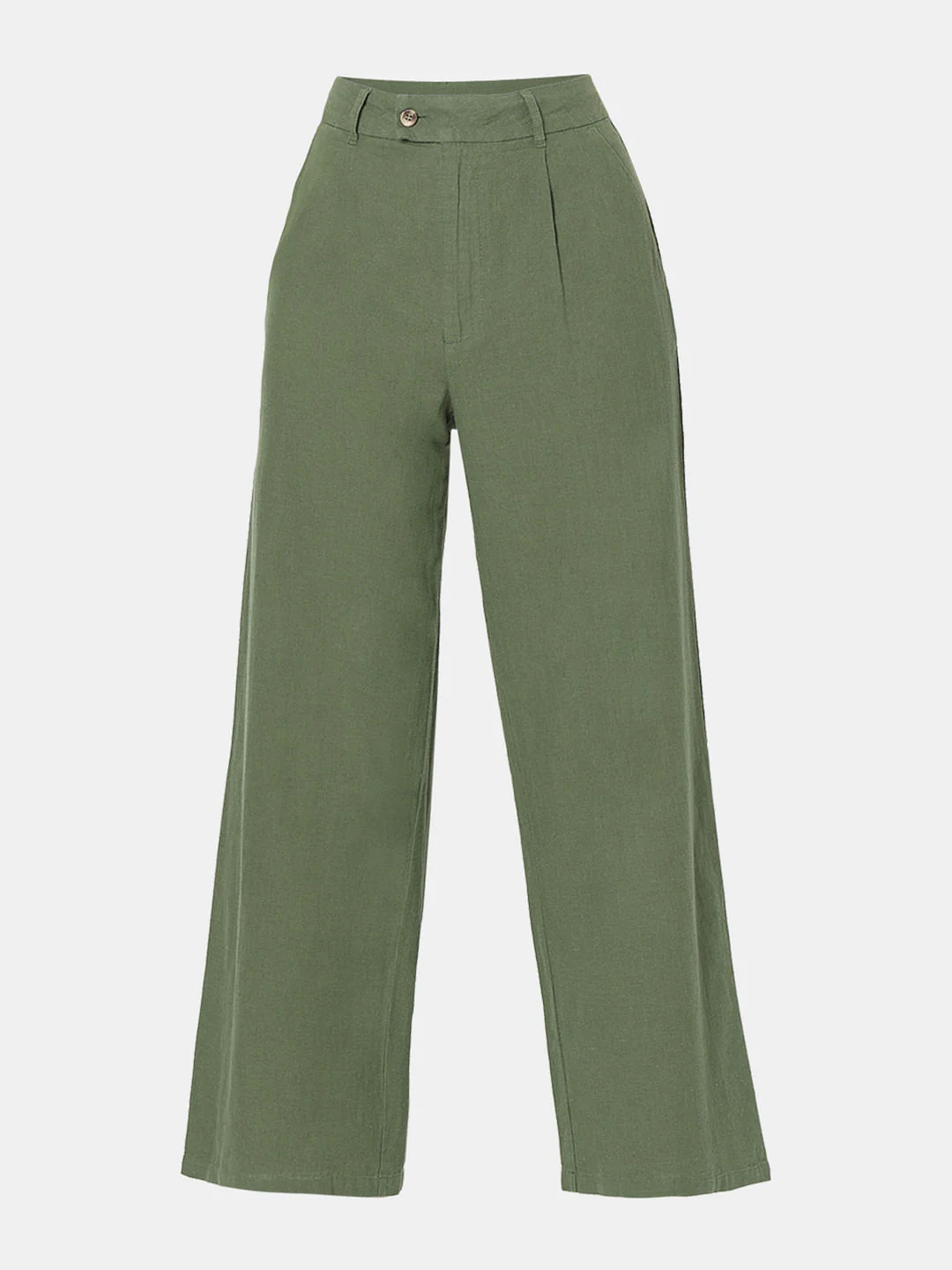 Green High Rise Linen Pants - Image 7