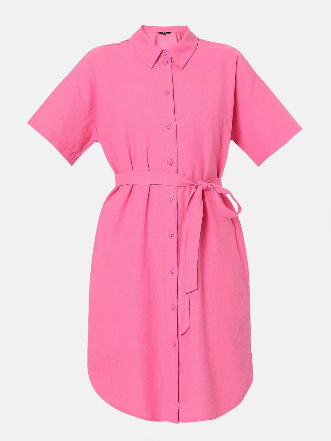 Pink Linen Shirt Dress - Image 7