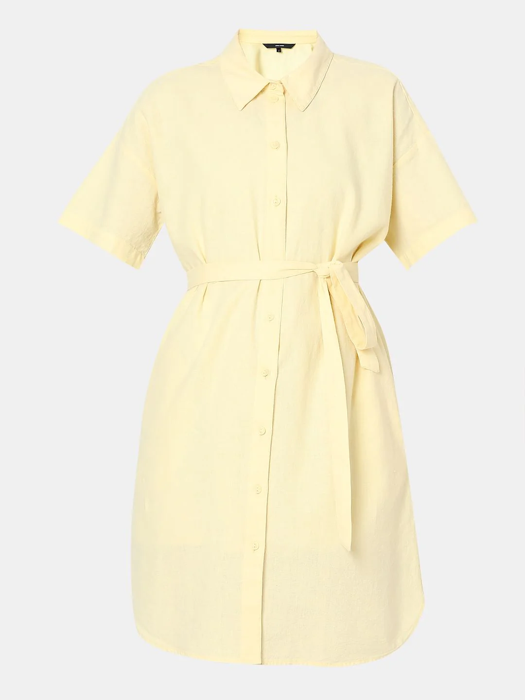 Light Yellow Linen Shirt Dress - Image 7