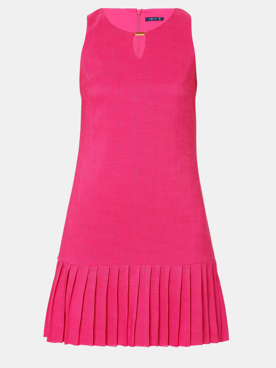 Pink Pleated Fit & Flare Dress - Image 7