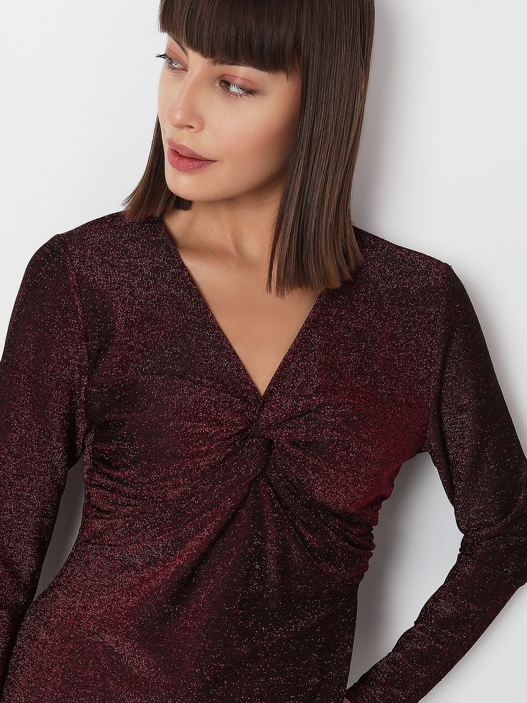 Wine Red Shimmer Lurex Top - Image 6