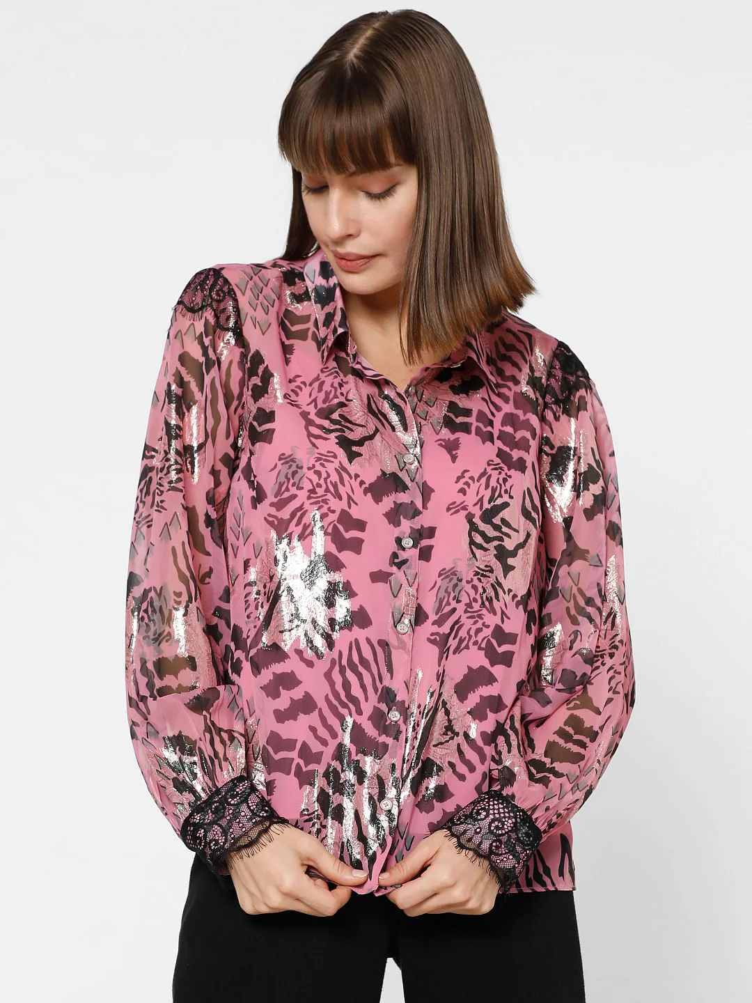 Pink Abstract Print Shirt - Image 2