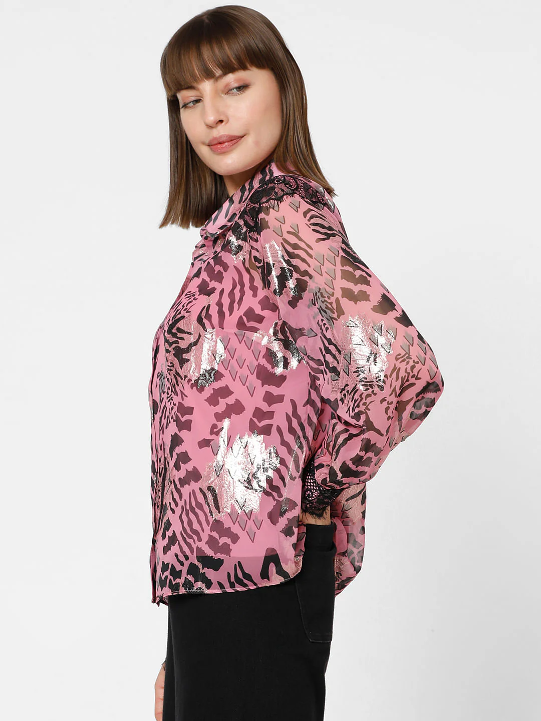 Pink Abstract Print Shirt - Image 3