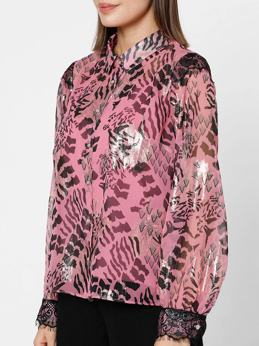 Pink Abstract Print Shirt - Image 8
