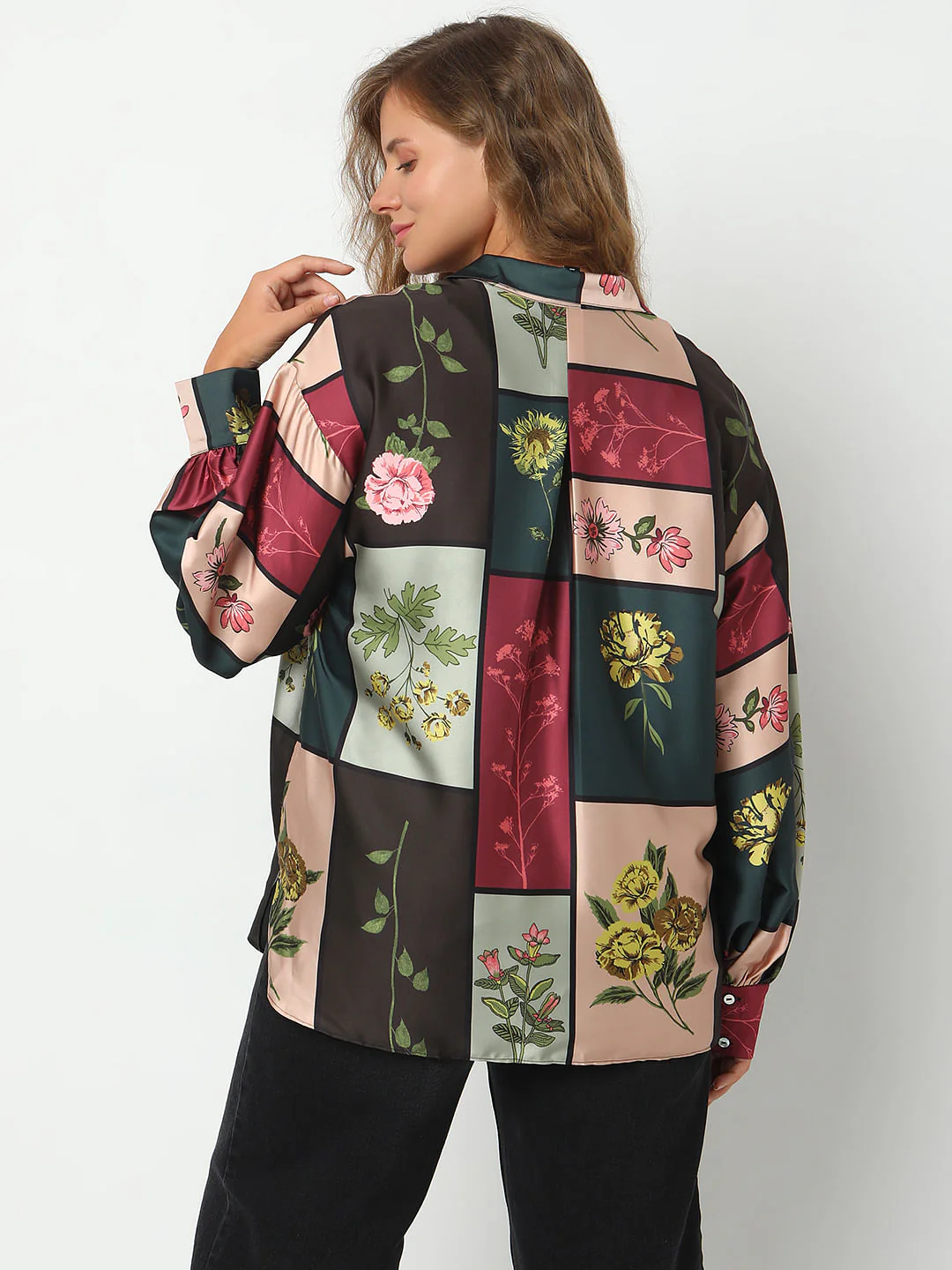 Curve Green Floral Print Shirt - Image 4